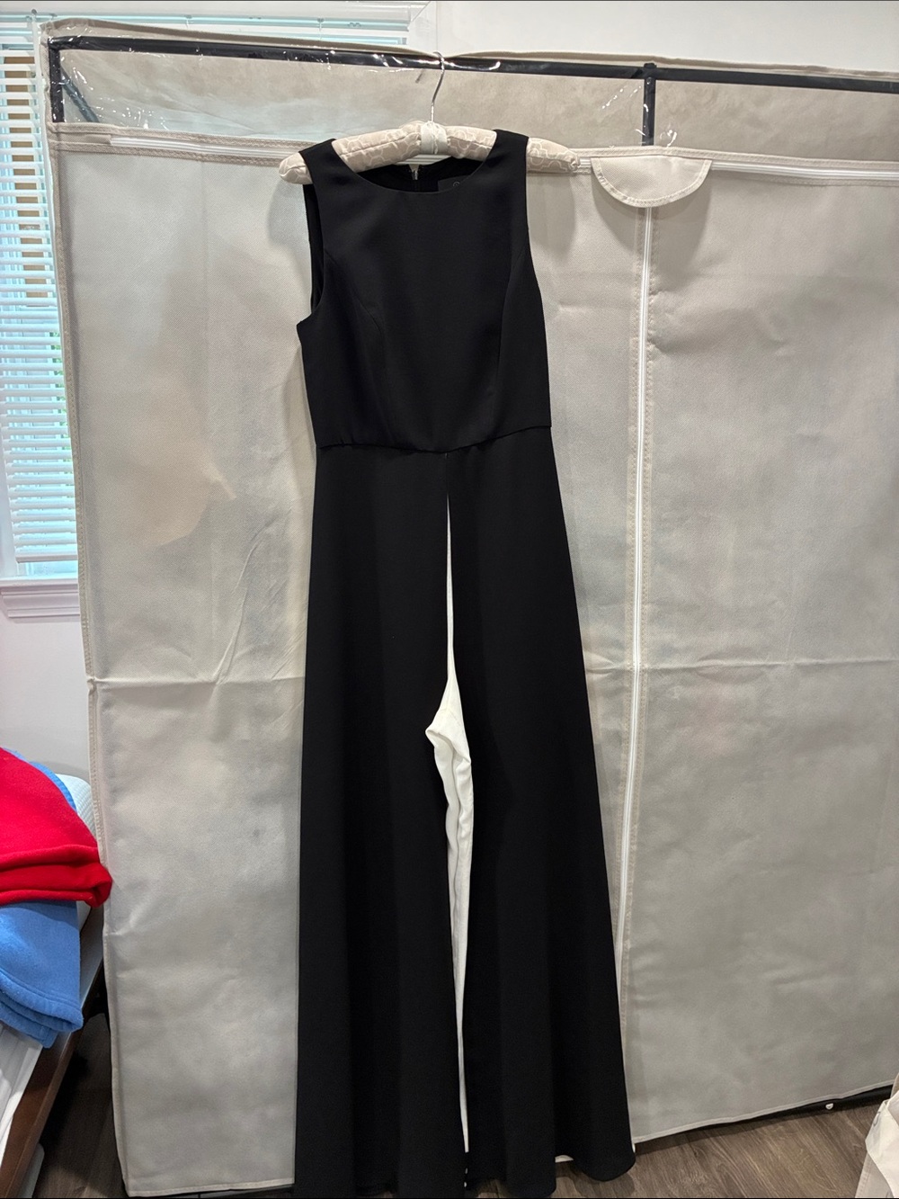 Adrianna Papell Black Sleeveless Wide-Leg Jumpsuit with White Front Inset